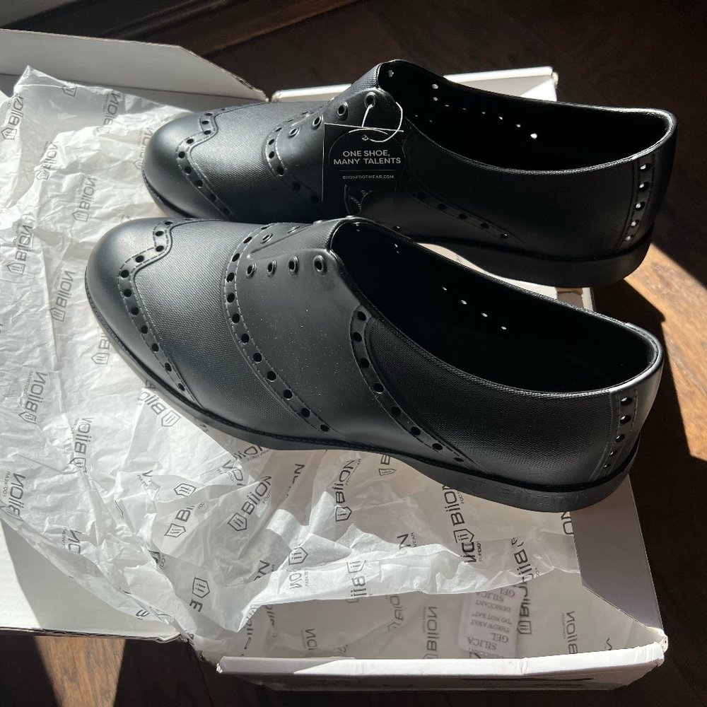Biion Saddles - Black-White Golf Shoes - Men's US11